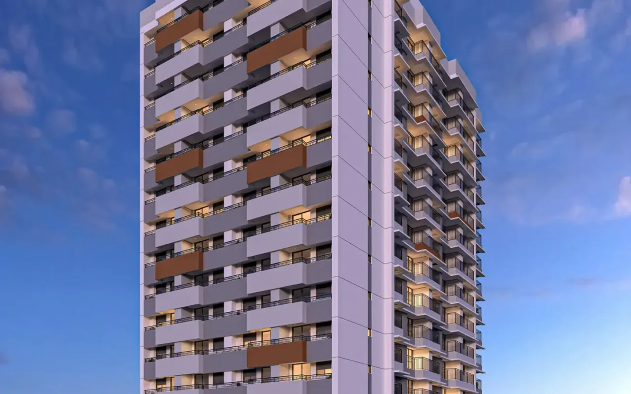 Fachada do Sampa 135, lançamento em Bela Vista, São Paulo
