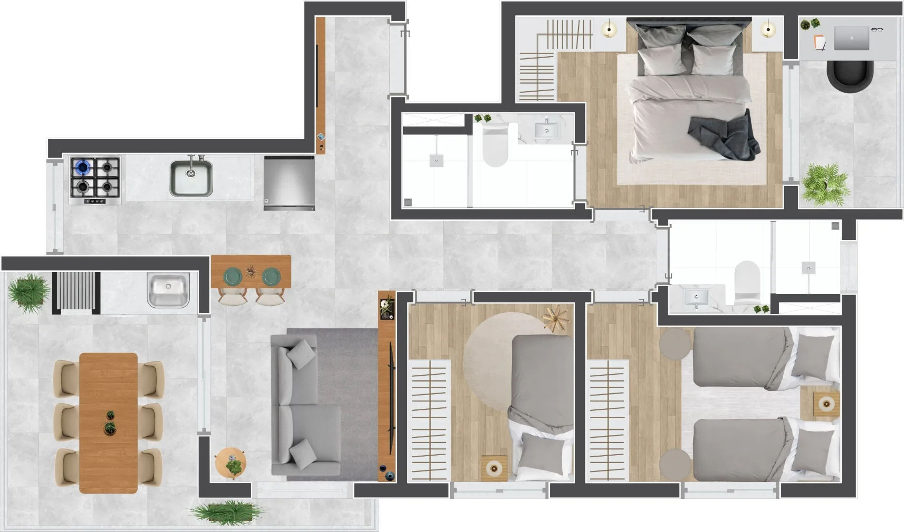 Planta do Sara Altos da Vila em Vila Matilde — 3 dormitórios, 65 m²