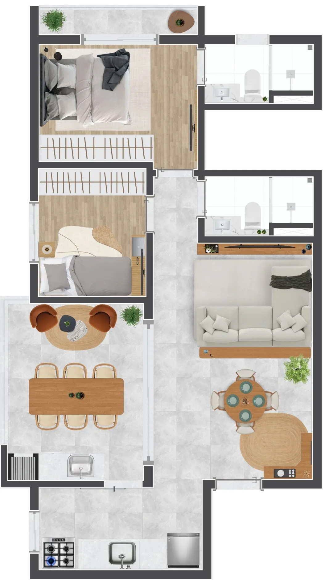 Planta do Sara Altos da Vila em Vila Matilde — 2 dormitórios, 67 m²