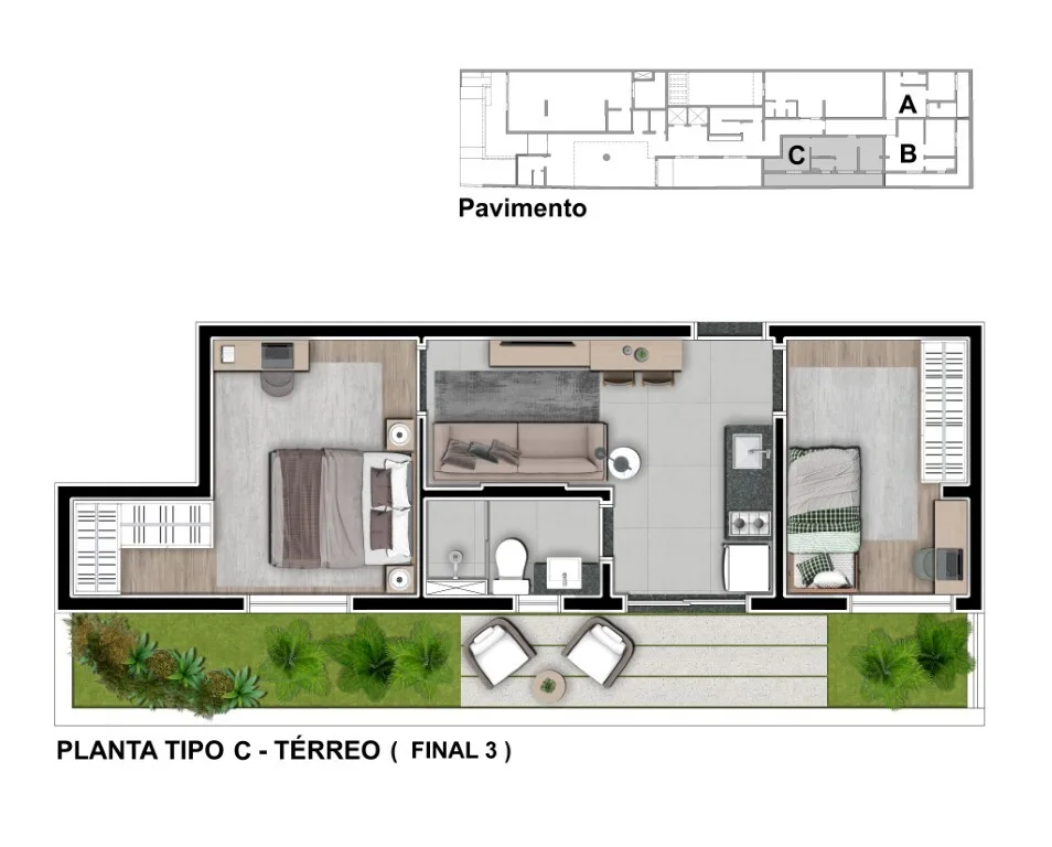 Planta do Scene Vila Mariana em Vila Mariana — 2 dormitórios – 57 m²