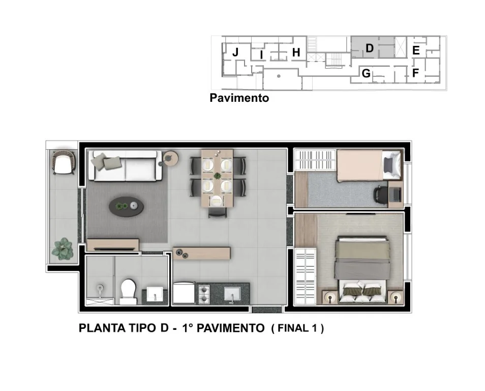 Planta do Scene Vila Mariana em Vila Mariana — 2 dormitórios – 48 m²