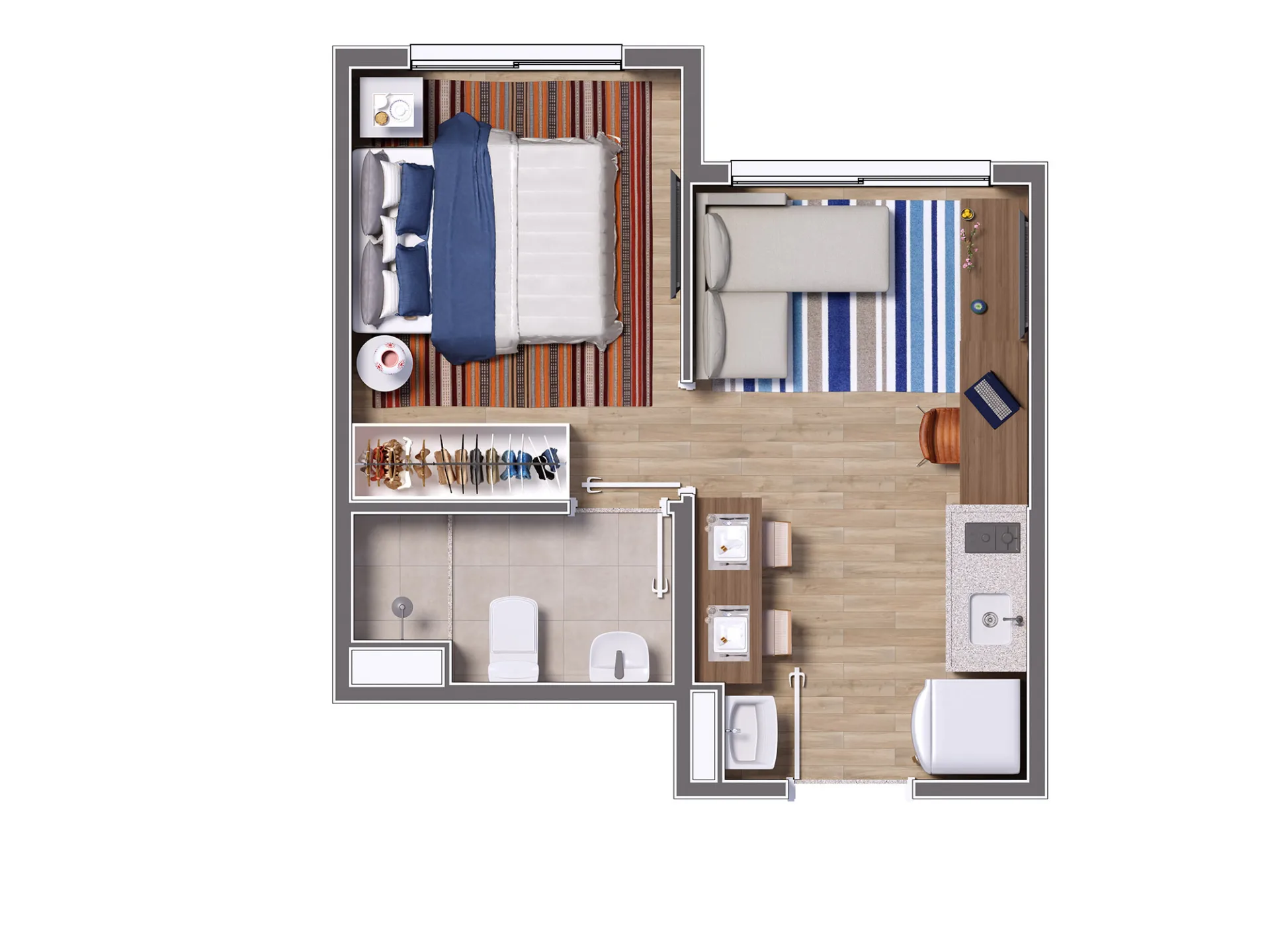 Planta do Seletto Santa Catarina em Vila Mascote — 1 dormitório, 24 m²
