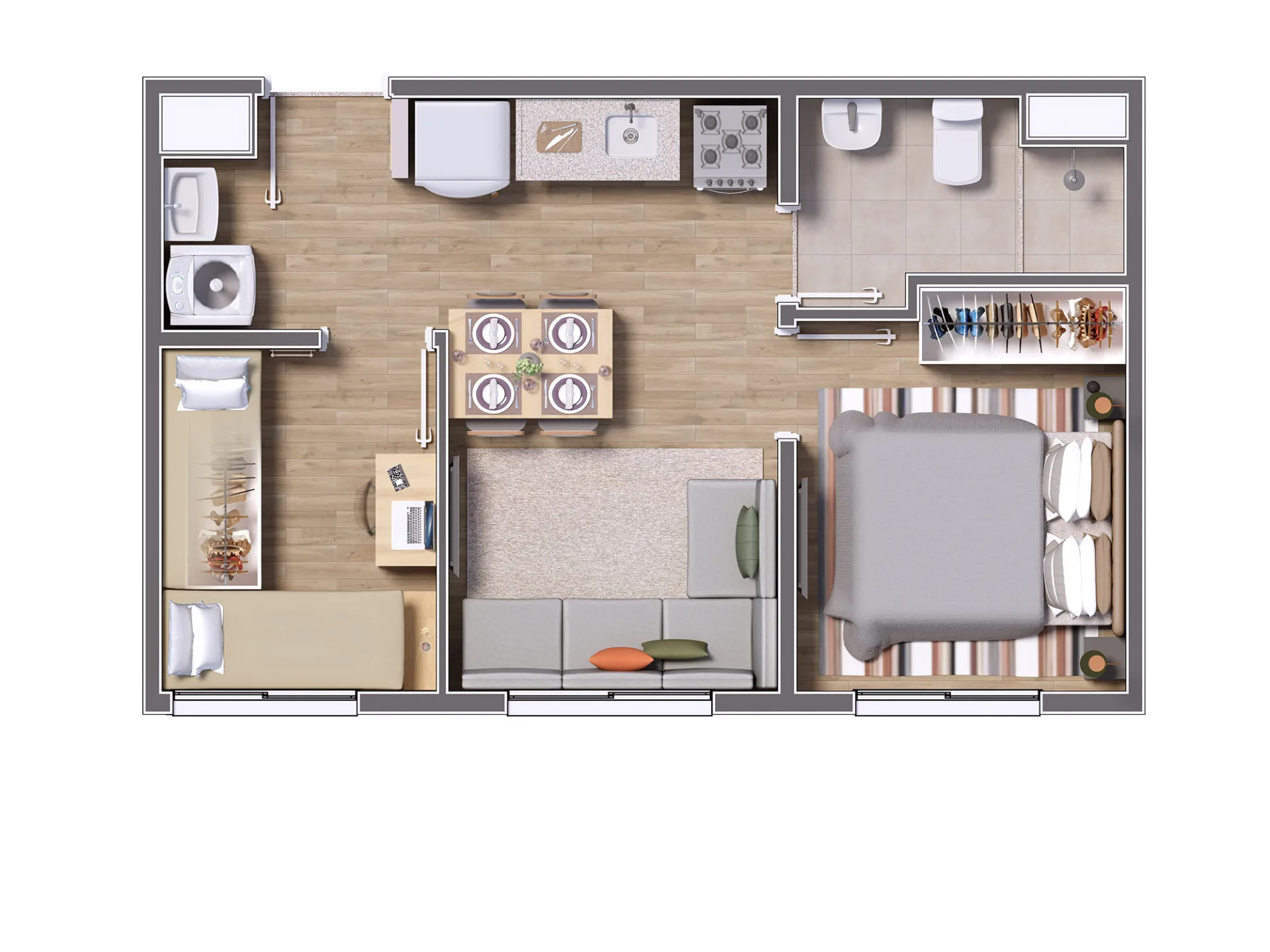 Planta do Seletto Santa Catarina em Vila Mascote — 2 dormitórios, 33,31 m²