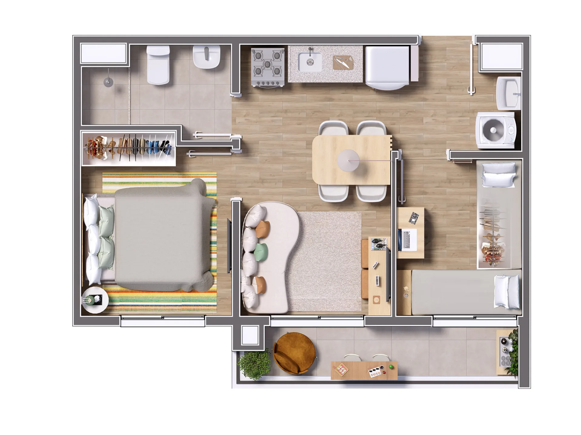 Planta do Seletto Santa Catarina em Vila Mascote — 2 dormitórios, 37,82 m²