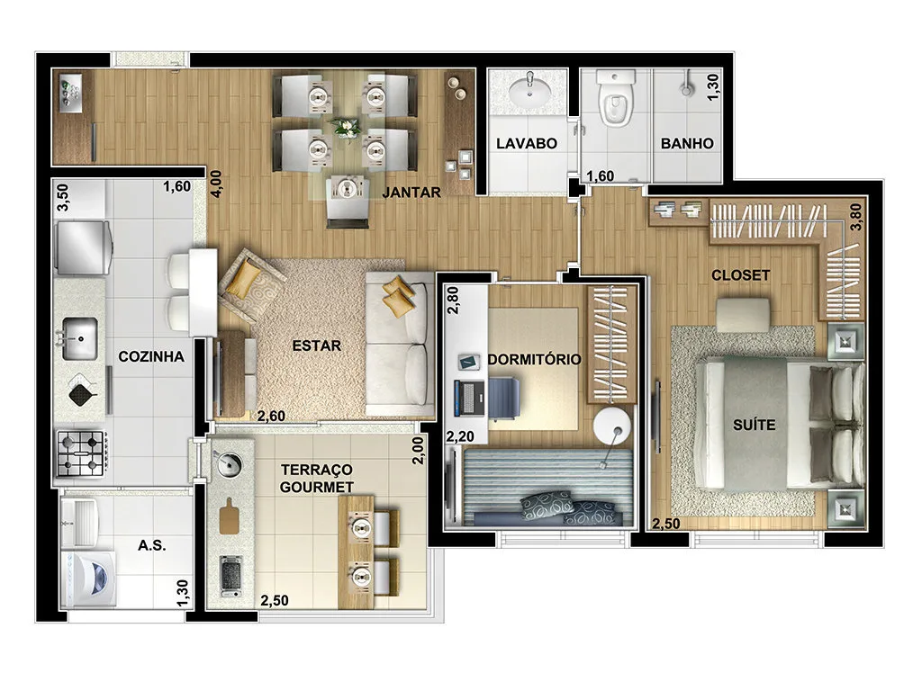 Planta do Sense Botanic em Morumbi — 2 dormitórios, 54 m²