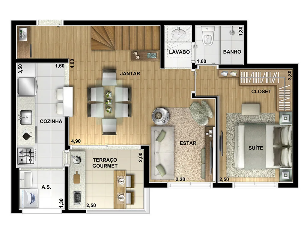 Planta do Sense Botanic em Morumbi — 1 dormitório, 117 m²
