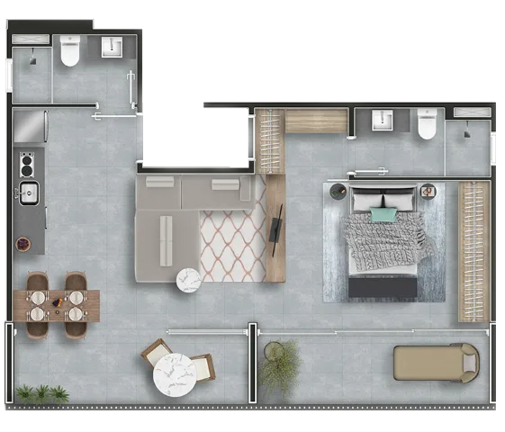Planta do Signa Studios by Porte em Tatuapé — studio de 64 m²