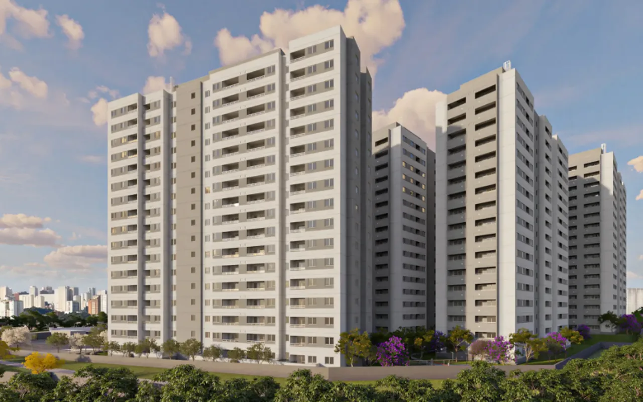 Fachada do Sinfonia Santo Amaro Fase 1, lançamento em Santo Amaro, São Paulo