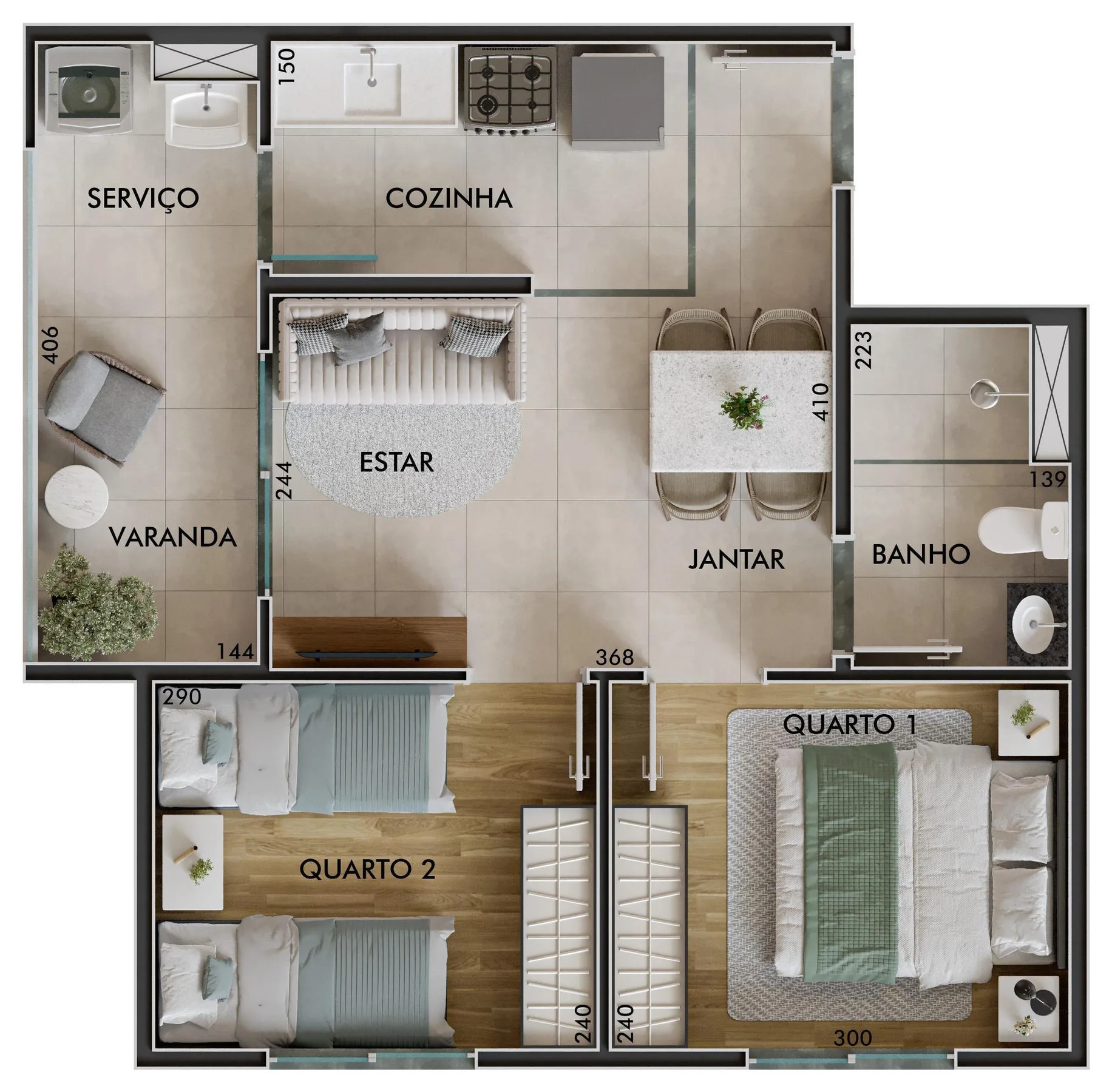 Planta do Sinfonia Santo Amaro Fase 2 em Santo Amaro — 2 dormitórios, 42 m²