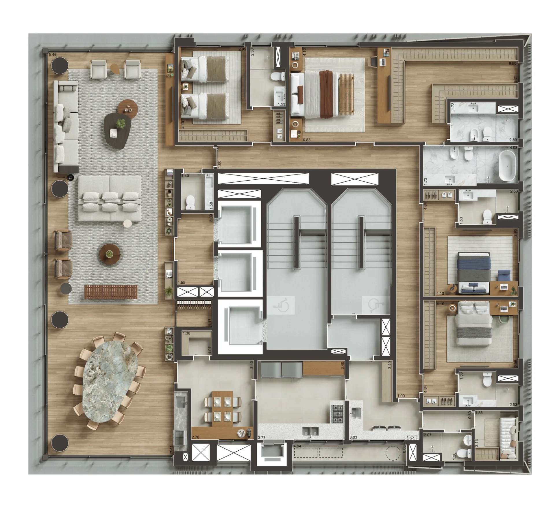 Planta do Singular Ibirapuera em Moema — 4 dormitórios, 317 m²