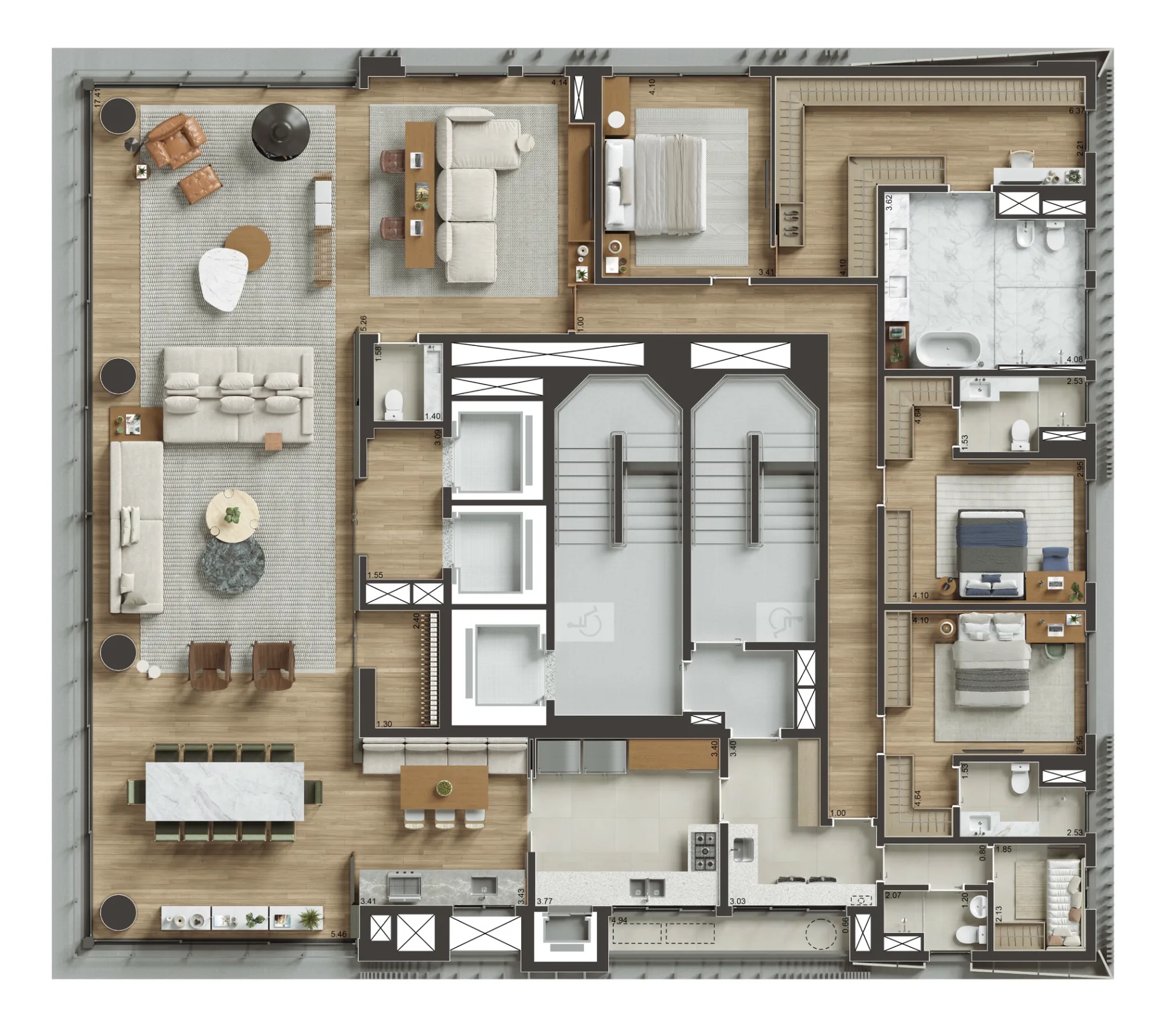 Planta do Singular Ibirapuera em Moema — 3 dormitórios, 317 m²