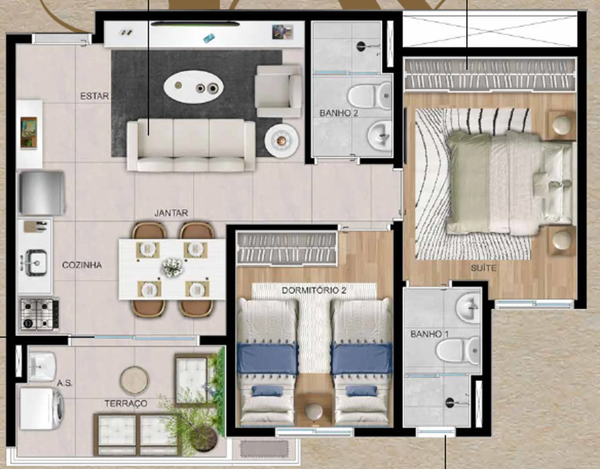 Planta do Sky Mirandópolis em Saúde — 2 dormitórios, 54,27 m²