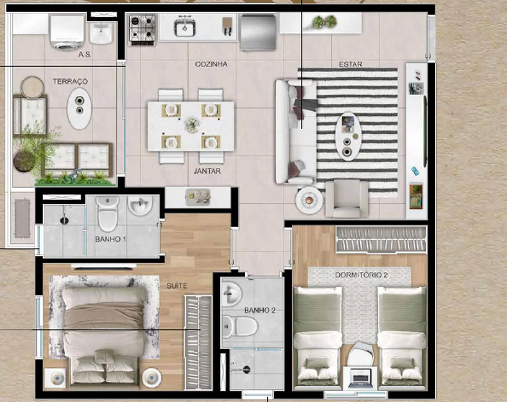 Planta do Sky Mirandópolis em Saúde — 2 dormitórios, 57,68 m²