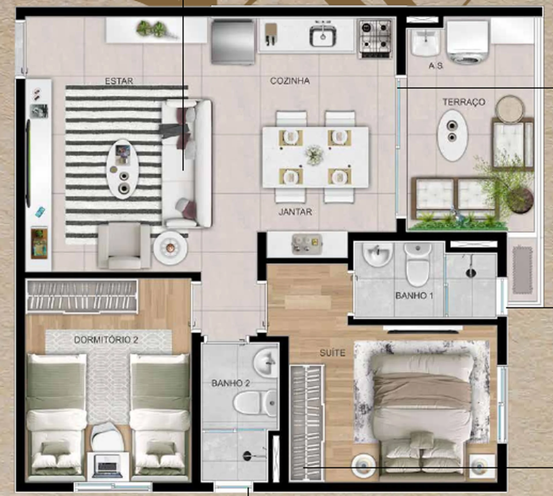 Planta do Sky Mirandópolis em Saúde — 2 dormitórios, 58,12 m²