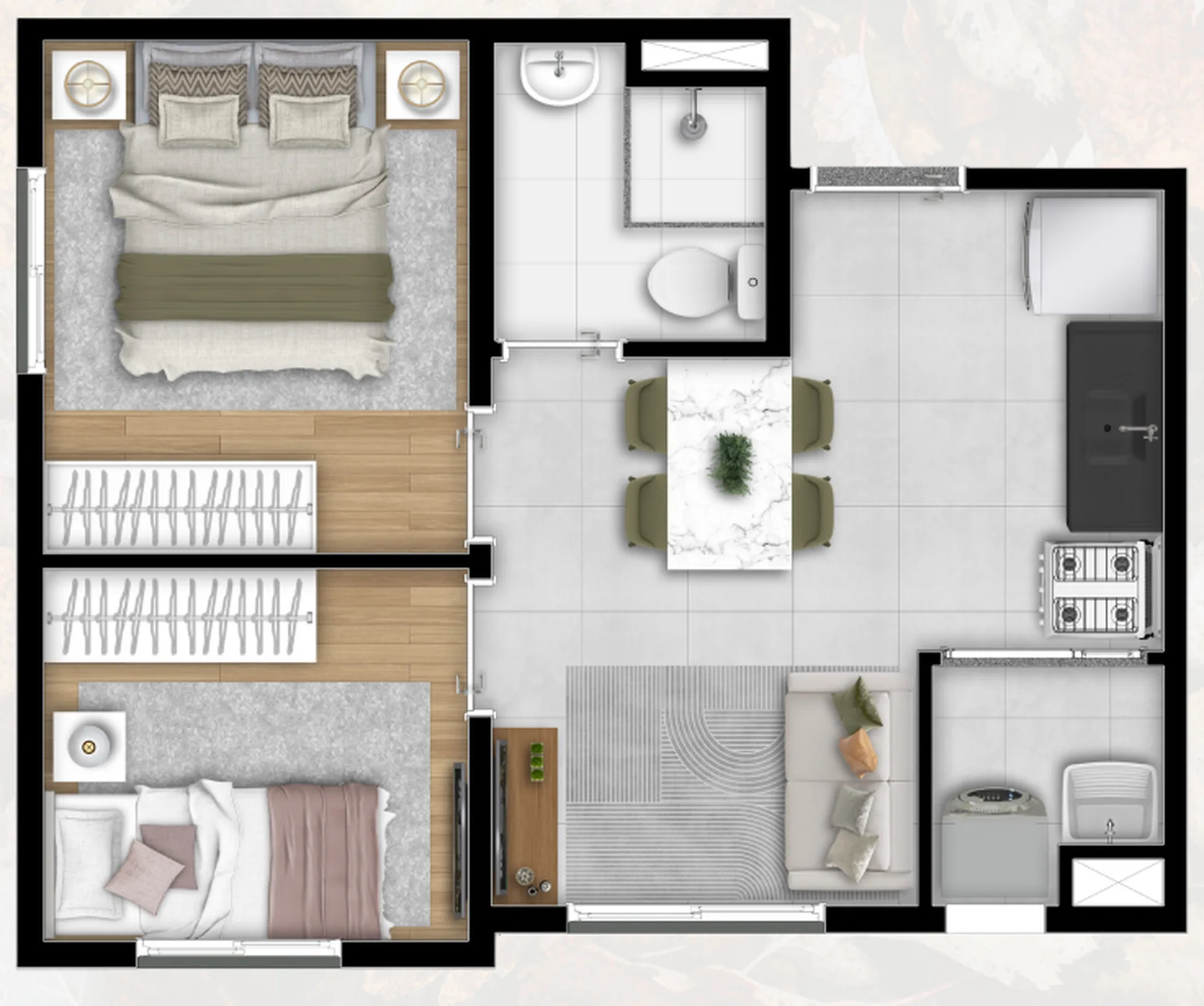 Planta do Smart Metrô Patriarca em Cidade Patriarca — 2 dormitórios, 32 m²