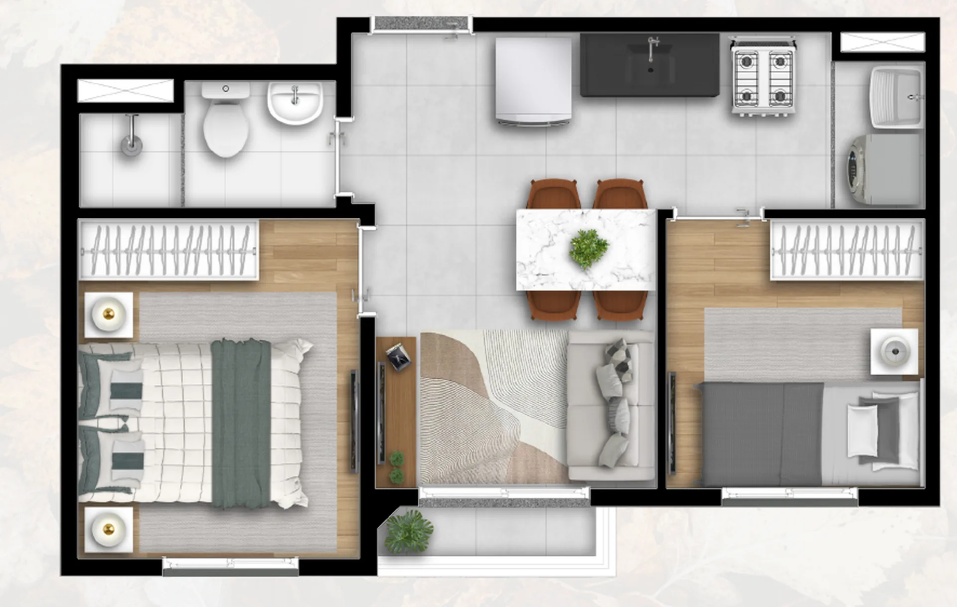 Planta do Smart Metrô Patriarca em Cidade Patriarca — 2 dormitórios, 33 m²