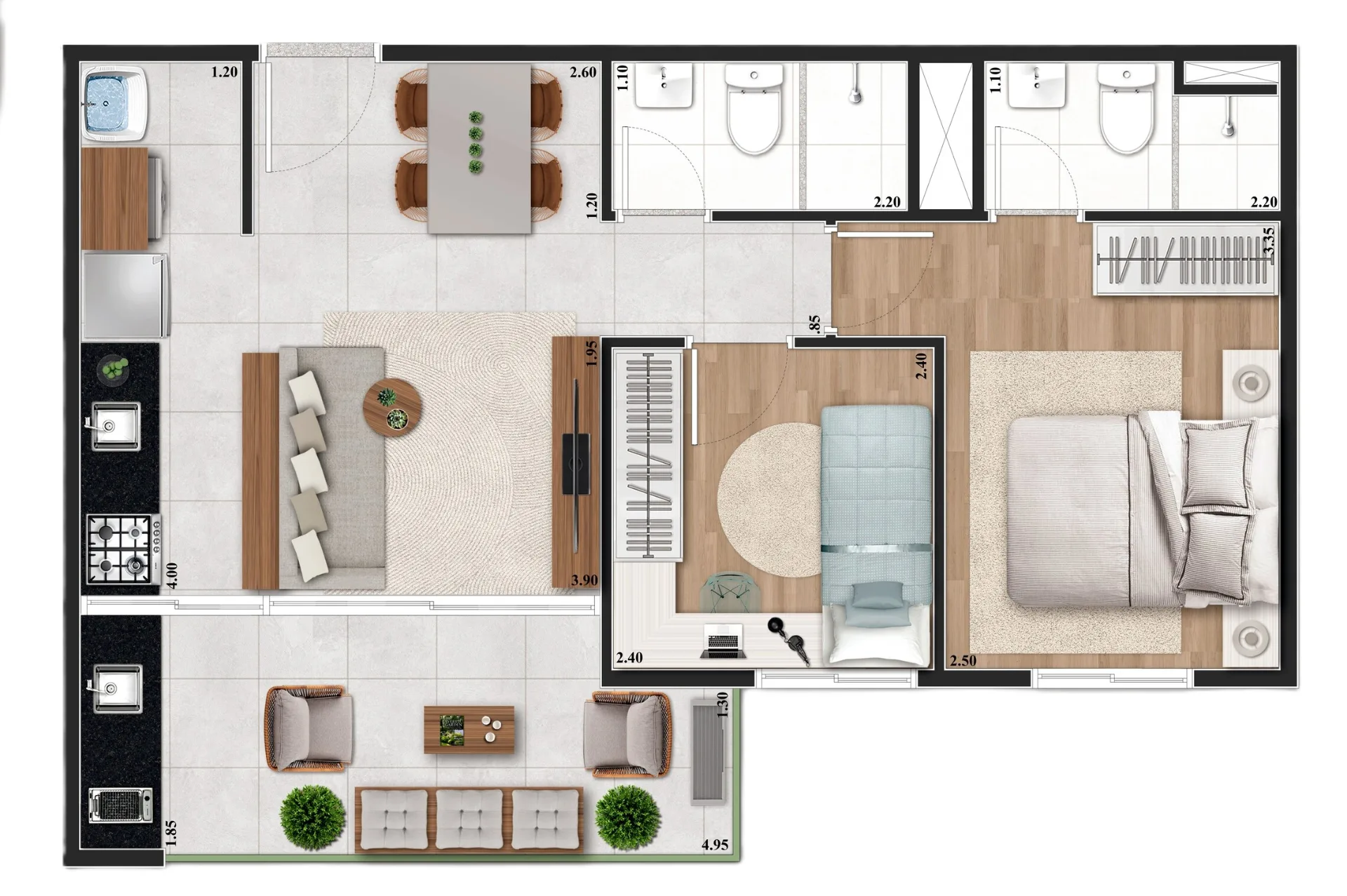 Planta do Smile View em Ipiranga — 2 dormitórios, 53 m²
