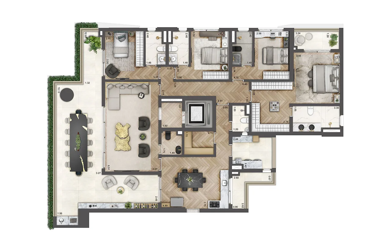 Planta do Soleil by Boca do Lobo em Chácara Klabin — 4 dormitórios, 246 m²
