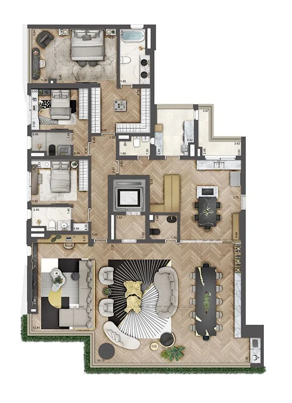 Planta do Soleil by Boca do Lobo em Chácara Klabin — 3 dormitórios, 246 m² (opção)