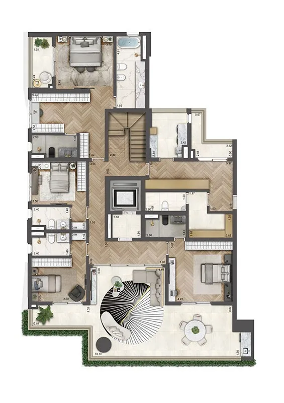 Planta do Soleil by Boca do Lobo em Chácara Klabin — 4 dormitórios, 487 m²