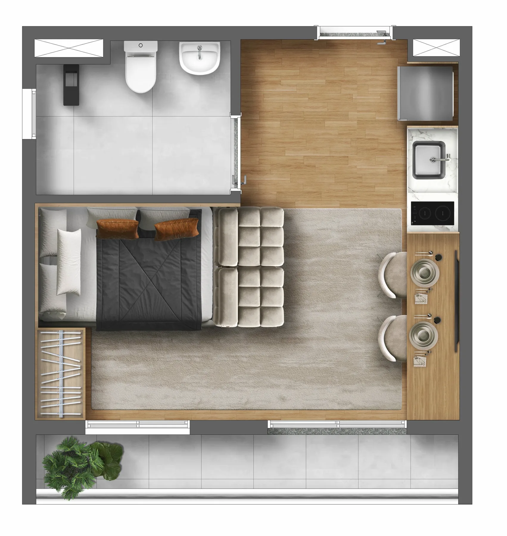 Planta do Soul Santana em Santana — studio de 27 m²