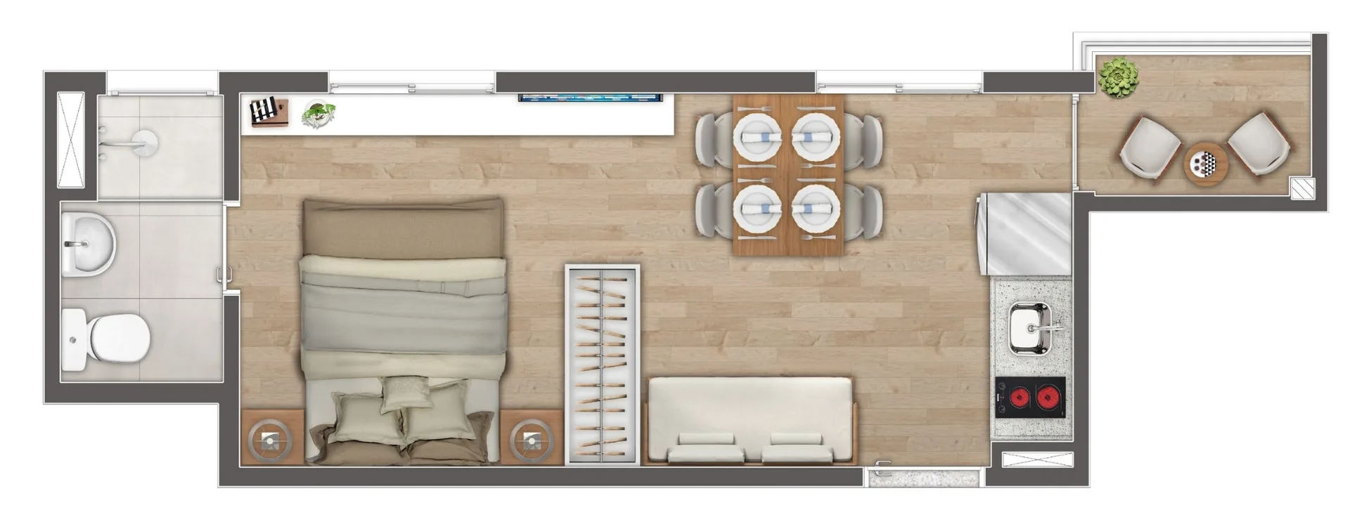 Planta do SP On Santa Cecília em Santa Cecília — studio de 24,15 m²