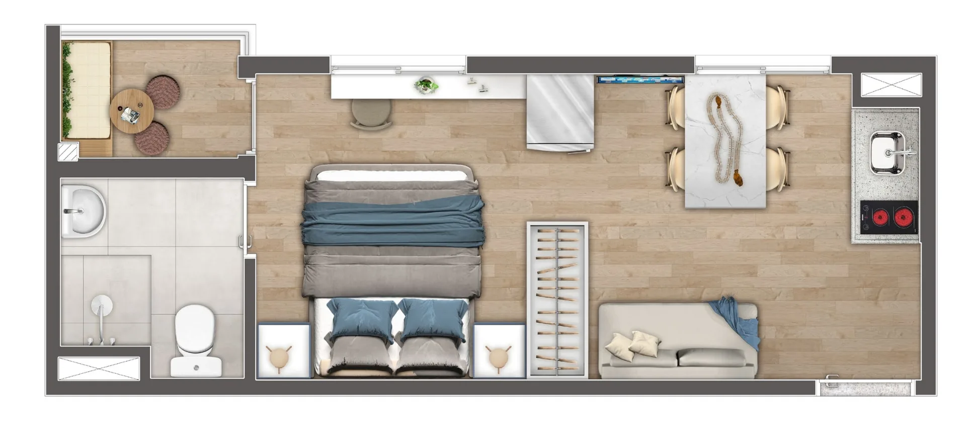 Planta do SP On Santa Cecília em Santa Cecília — studio de 24,34 m²