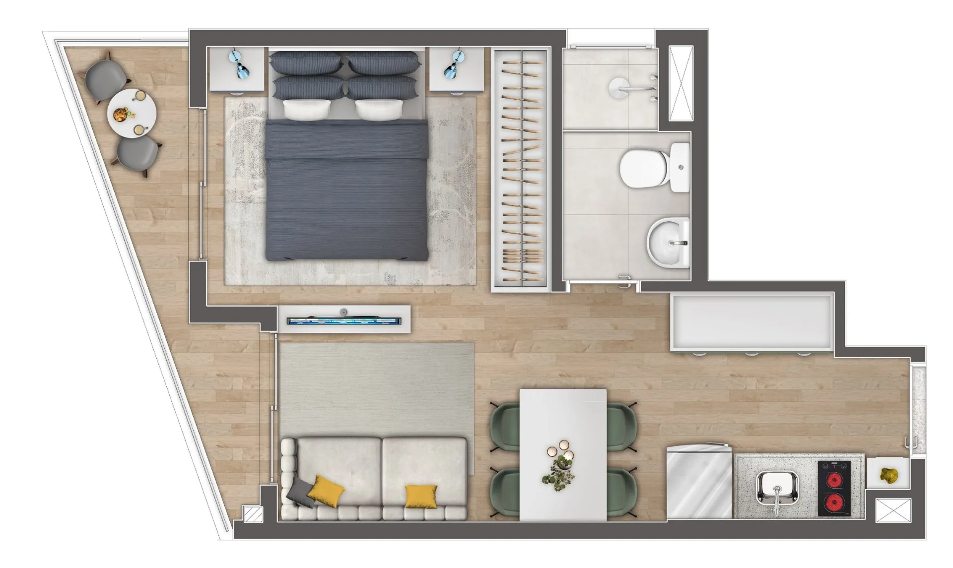 Planta do SP On Santa Cecília em Santa Cecília — studio de 28,21 m²