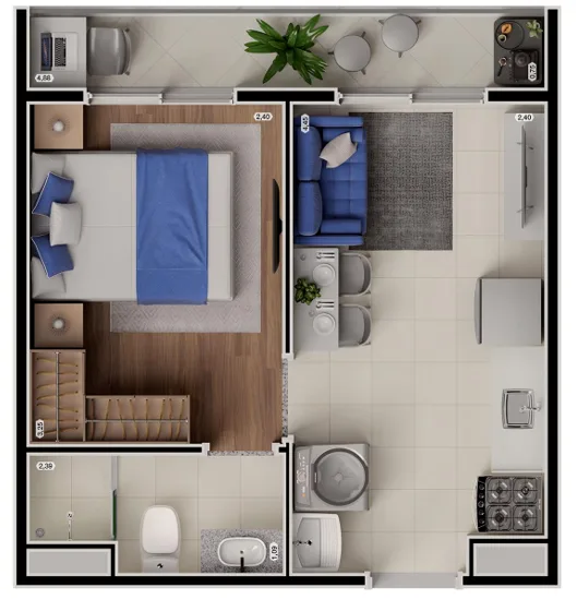 Planta do Start Butantã em Butantã — 1 dormitório, 28 m²