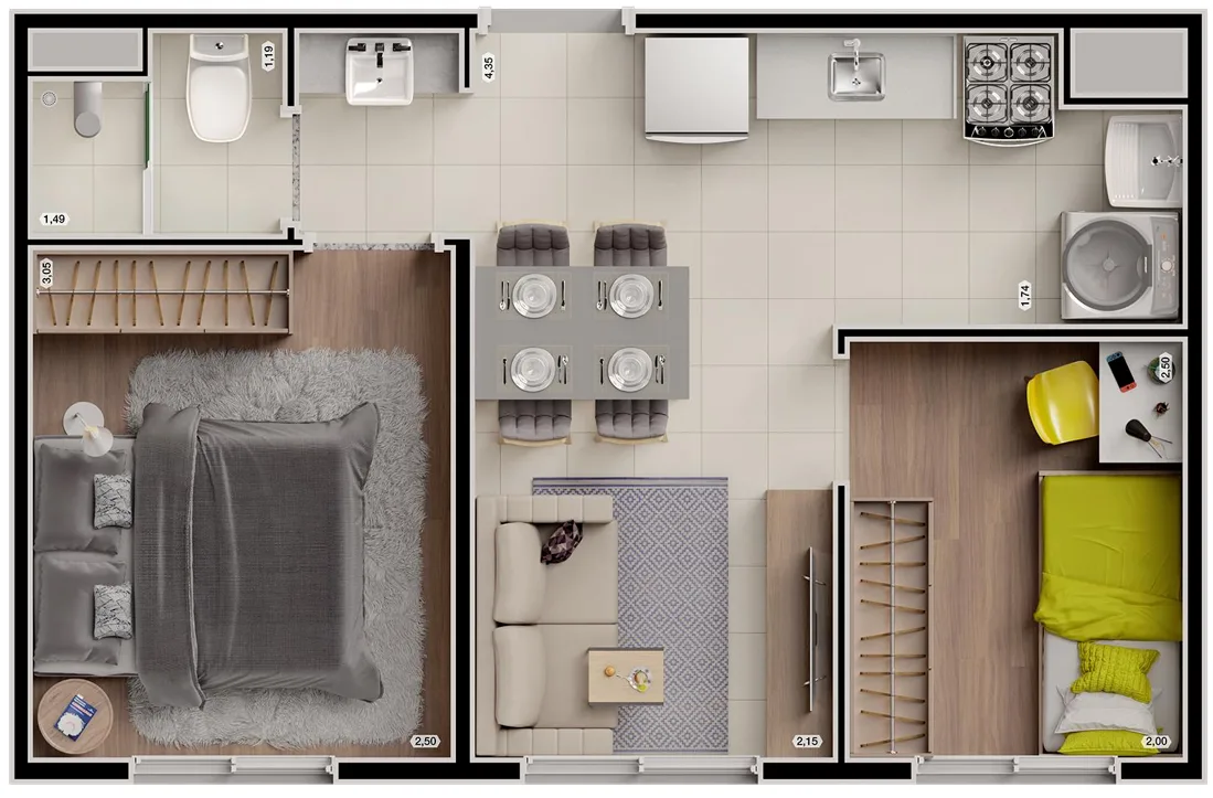 Planta do Start Butantã em Butantã — 2 dormitórios, 32 m²