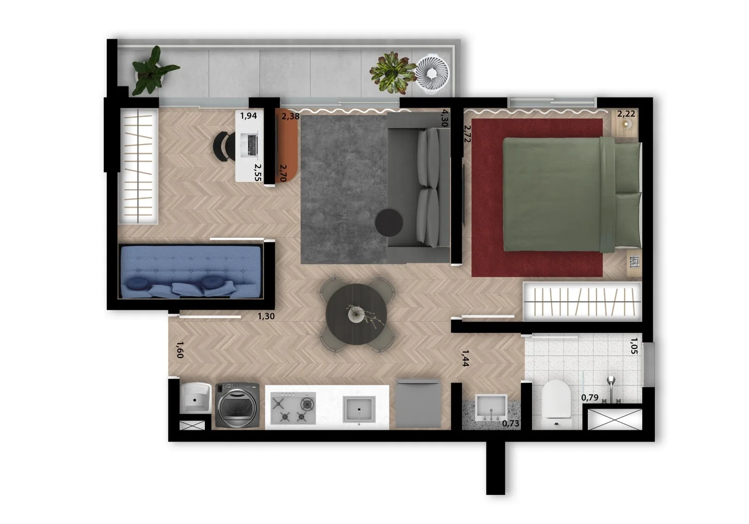 Planta do Station Vila Madalena em Vila Madalena — 2 dormitórios – 35 m²