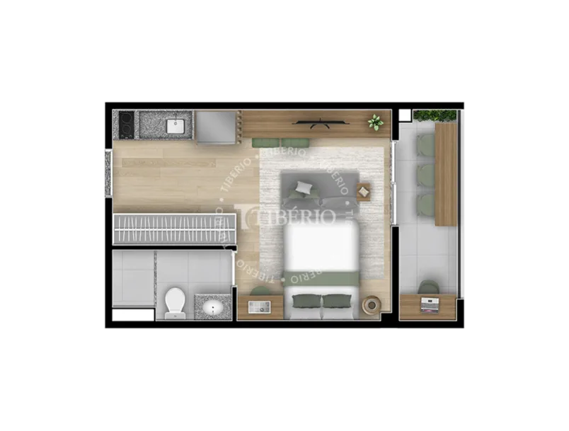 Planta do Sublime Pompéia em Pompéia — 1 dormitório – 26,84 m² Studio