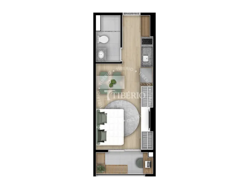 Planta do Sublime Pompéia em Pompéia — 1 dormitório – 24,65 m² Studio