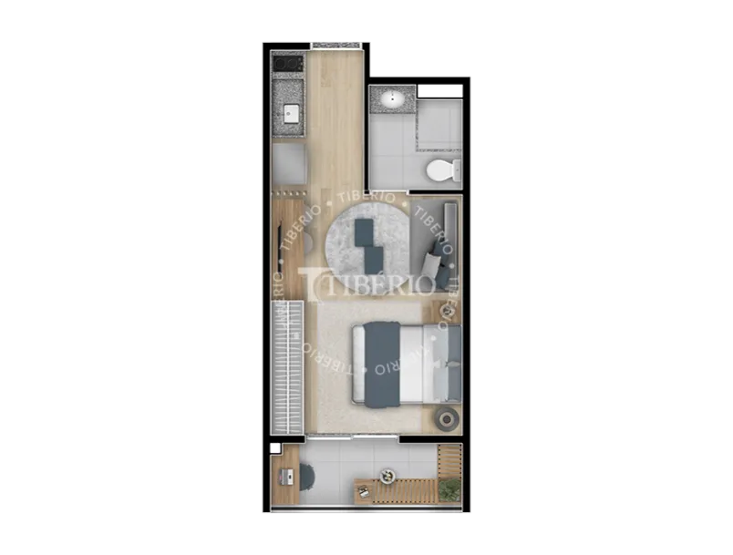 Planta do Sublime Pompéia em Pompéia — 1 dormitório – 26,94 m² Studio