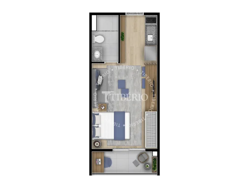 Planta do Sublime Pompéia em Pompéia — 1 dormitório – 27,32 m² Studio