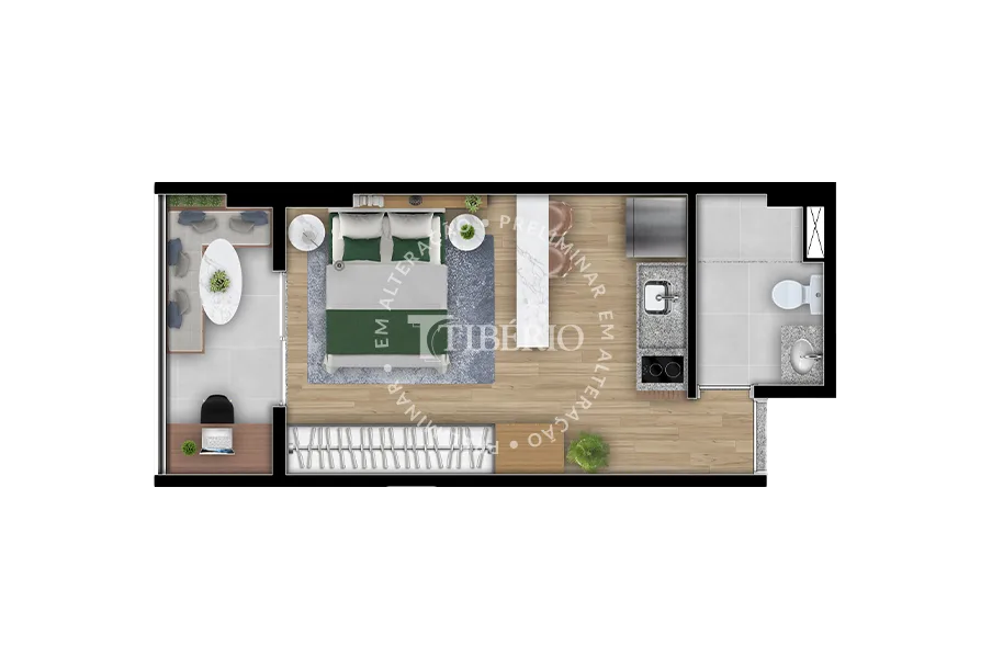Planta do Supremo Parque da Mooca em Mooca — 1 dormitório – 27,14 m² Studio