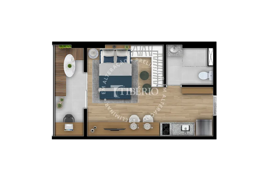 Planta do Supremo Parque da Mooca em Mooca — 1 dormitório – 29,73 m² Studio