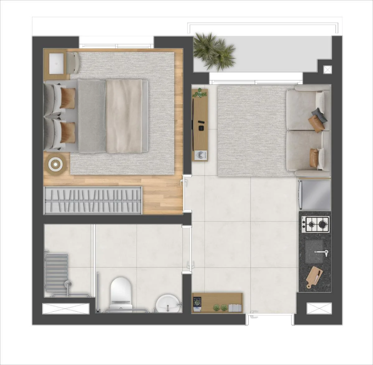 Planta do Sync Campo Belo em Campo Belo — 1 dormitório – 30,53 m²