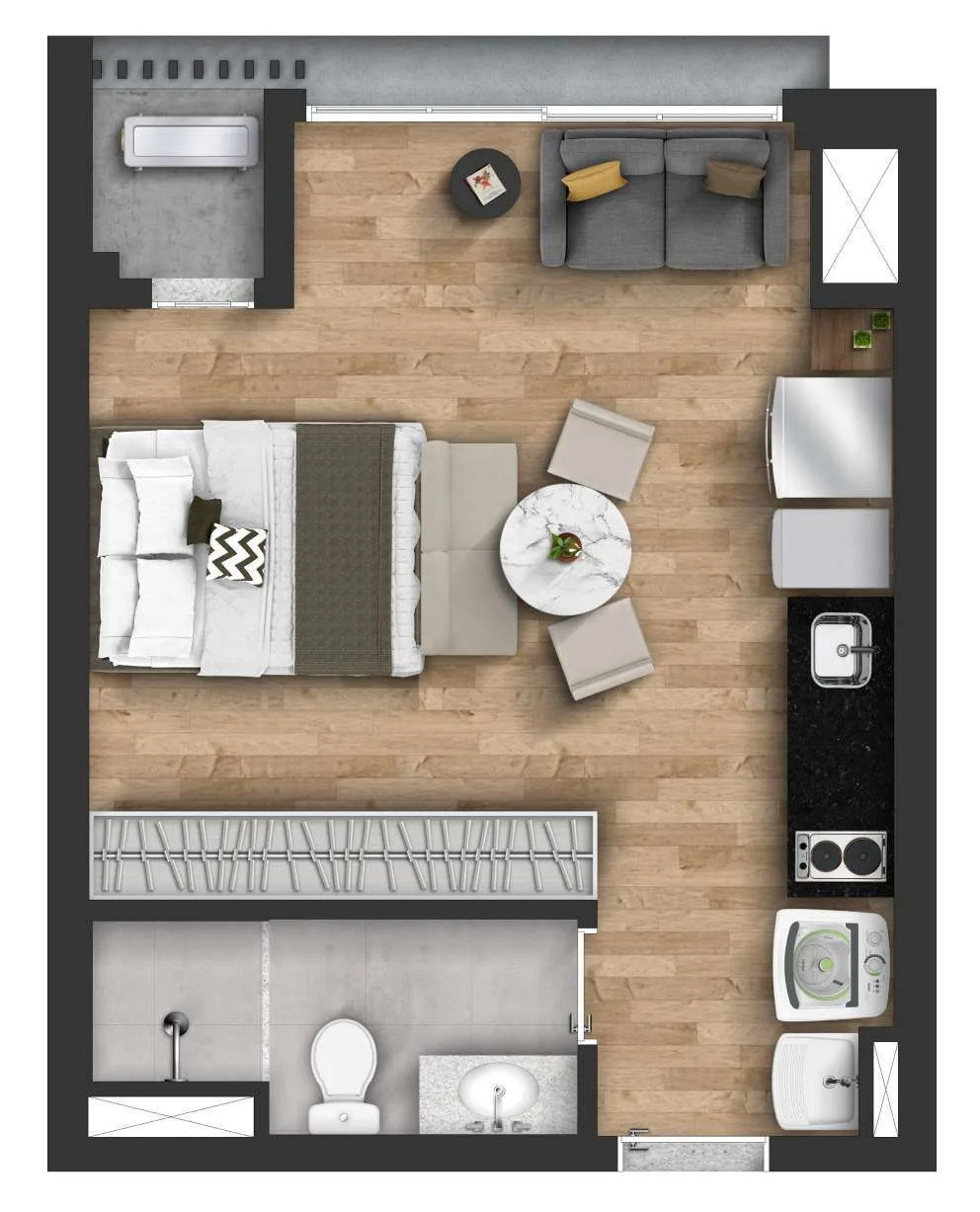 Planta do Táone Vila Mariana em Vila Mariana — 1 dormitório – 28 m² Studio