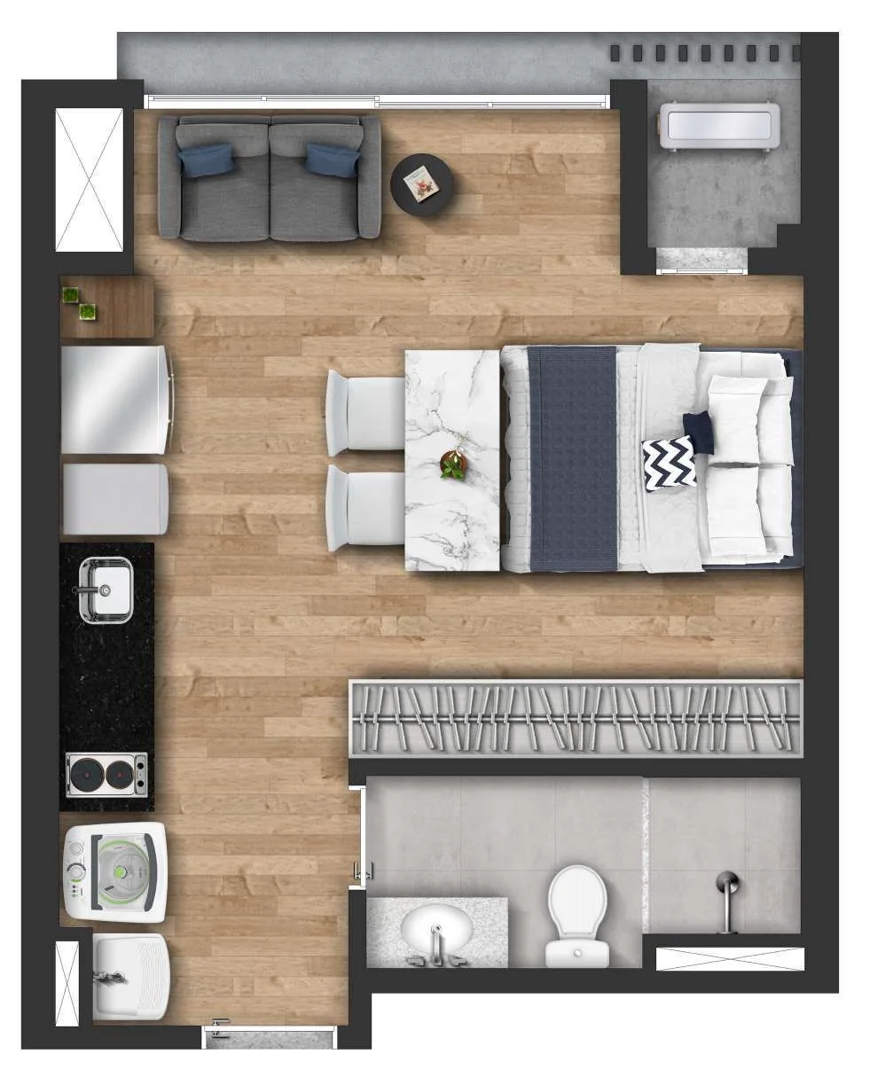 Planta do Táone Vila Mariana em Vila Mariana — 1 dormitório – 29 m² Studio