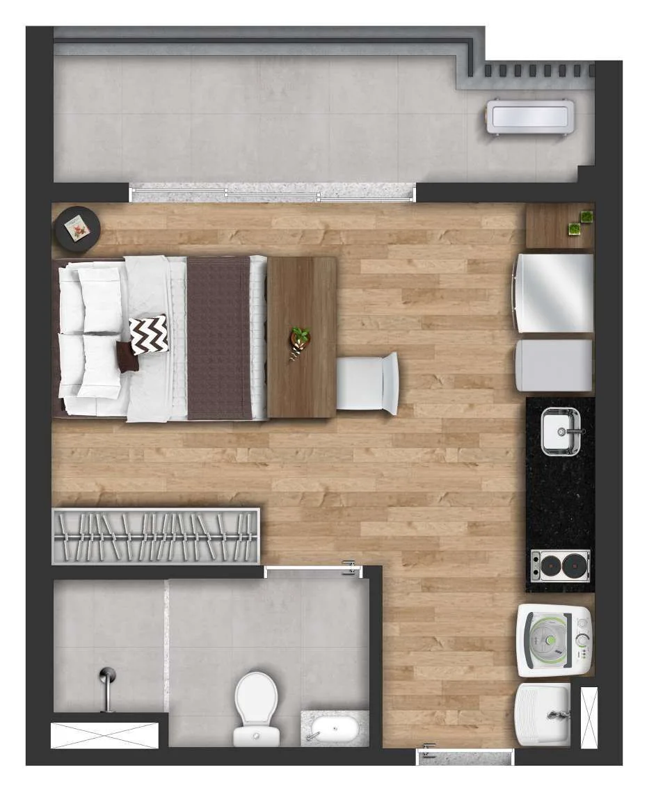 Planta do Táone Vila Mariana em Vila Mariana — 1 dormitório – 30 m² Studio