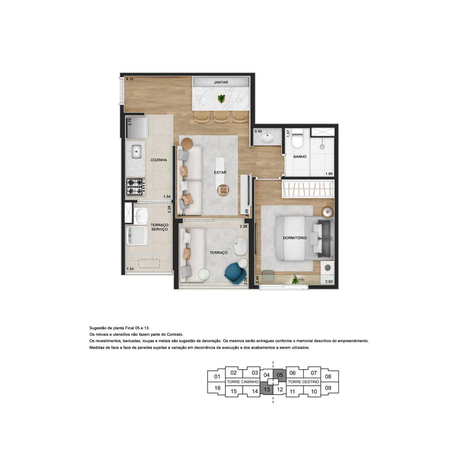 Planta do TEG Sacomã em Sacomã — 1 dormitório – 45 m²