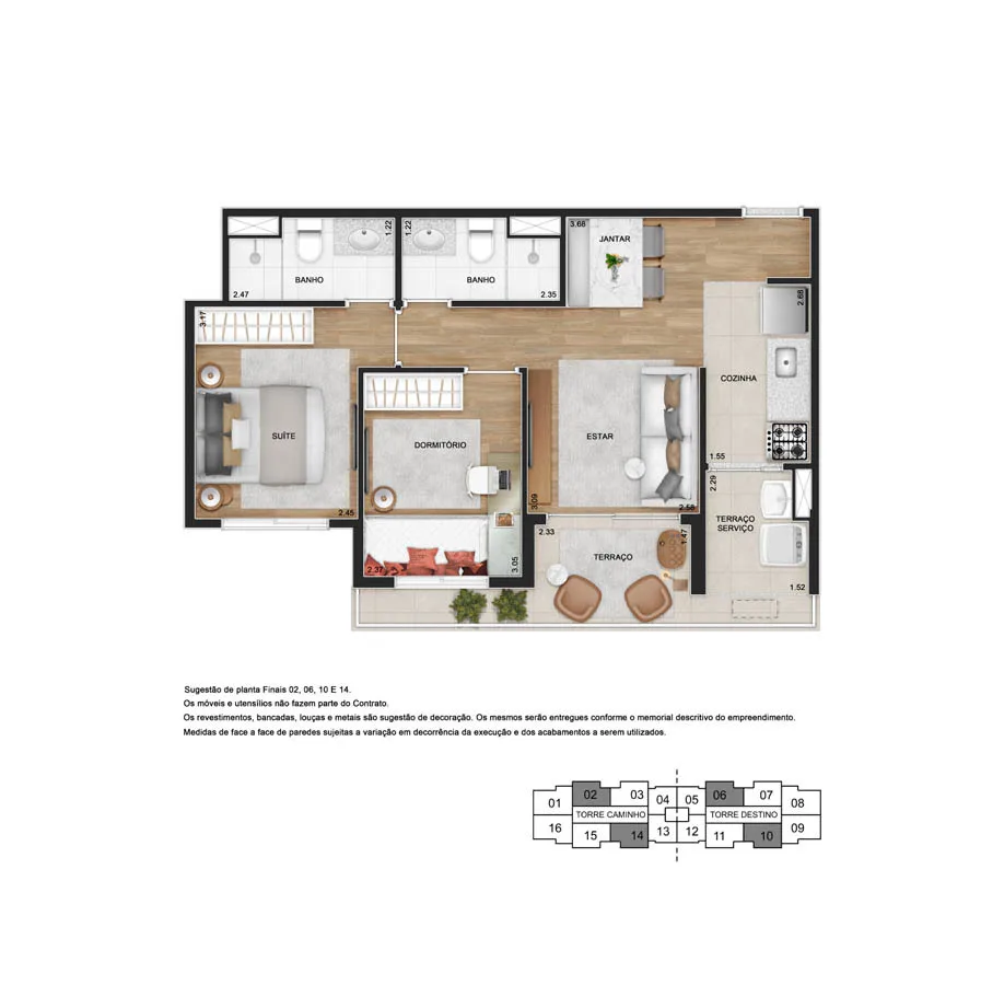 Planta do TEG Sacomã em Sacomã — 2 dormitórios – 55 m²