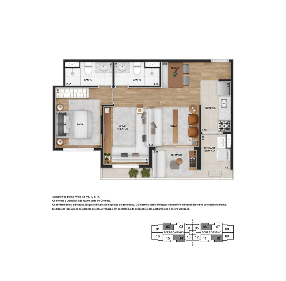 Planta do TEG Sacomã em Sacomã — 1 dormitório – 55 m²