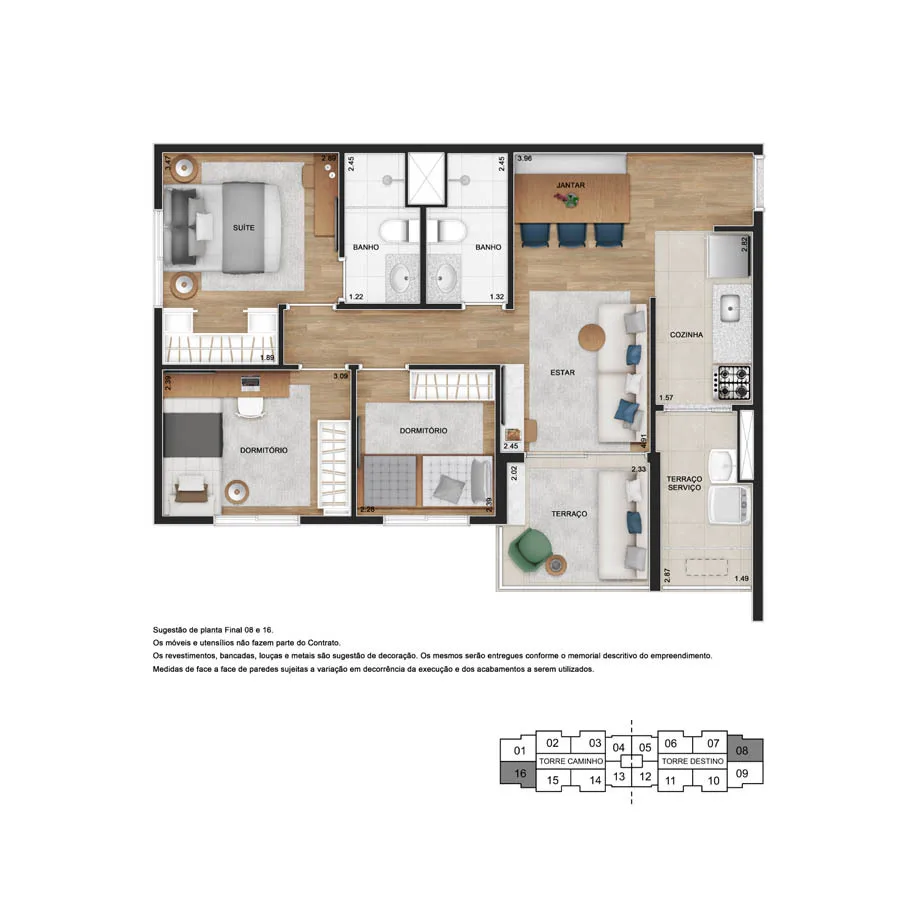 Planta do TEG Sacomã em Sacomã — 3 dormitórios – 66 m²