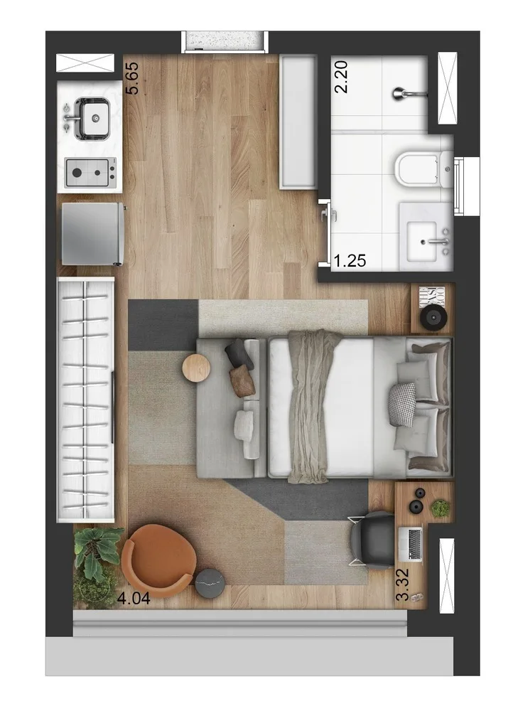 Planta do The Collection Ibirapuera em Vila Clementino — studio de 25 m²