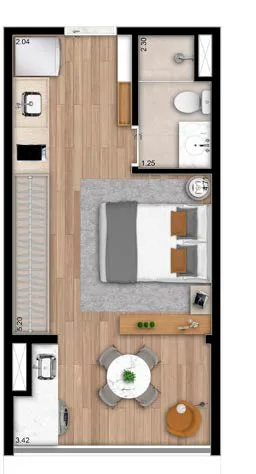 Planta do The Collection Moema em Moema — 26 m² studio opcao