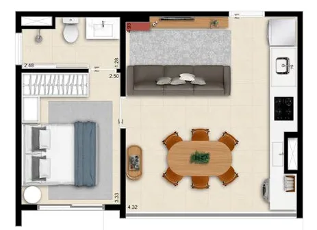 Planta do The Collection Moema em Moema — 37 m² opcao