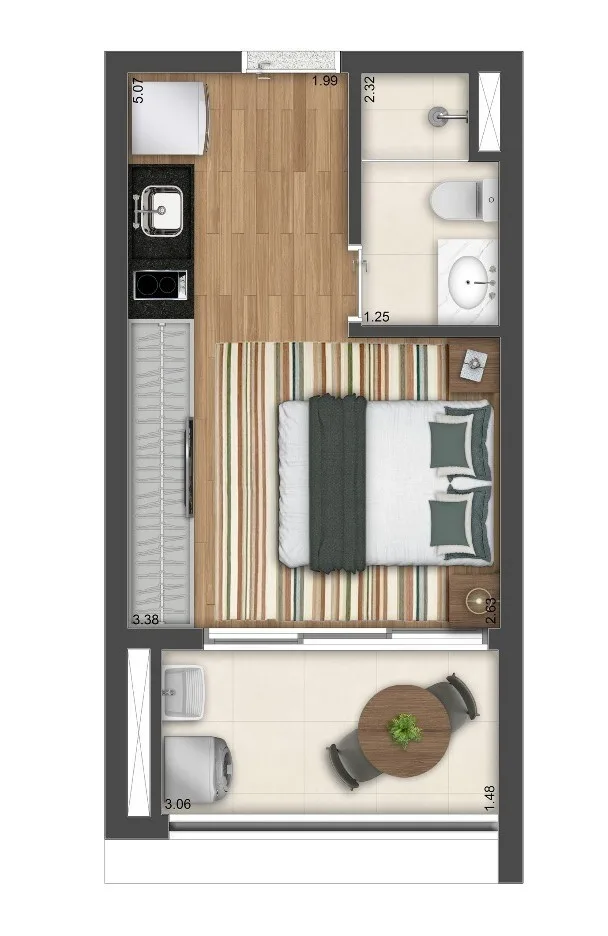 Planta do The Collection Vila Clementino em Vila Clementino — studio de 25 m²