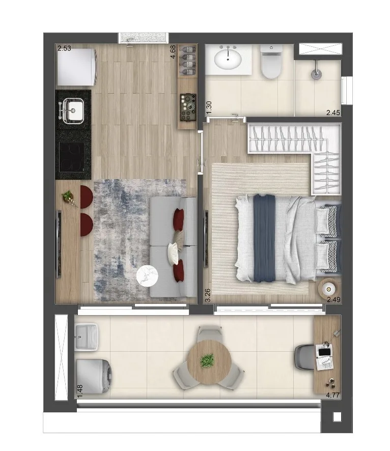 Planta do The Collection Vila Clementino em Vila Clementino — 1 dormitório, 36 m²